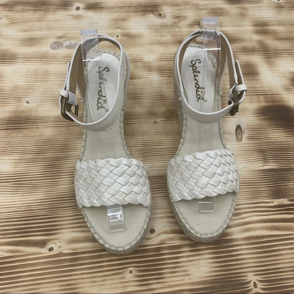 Splendid Woven Leather Espadrille Wedge 10M
